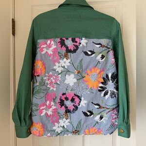 Vilagallo Embroidered Sequin Jacket Women’s 40 Green Floral Back Statement Spain